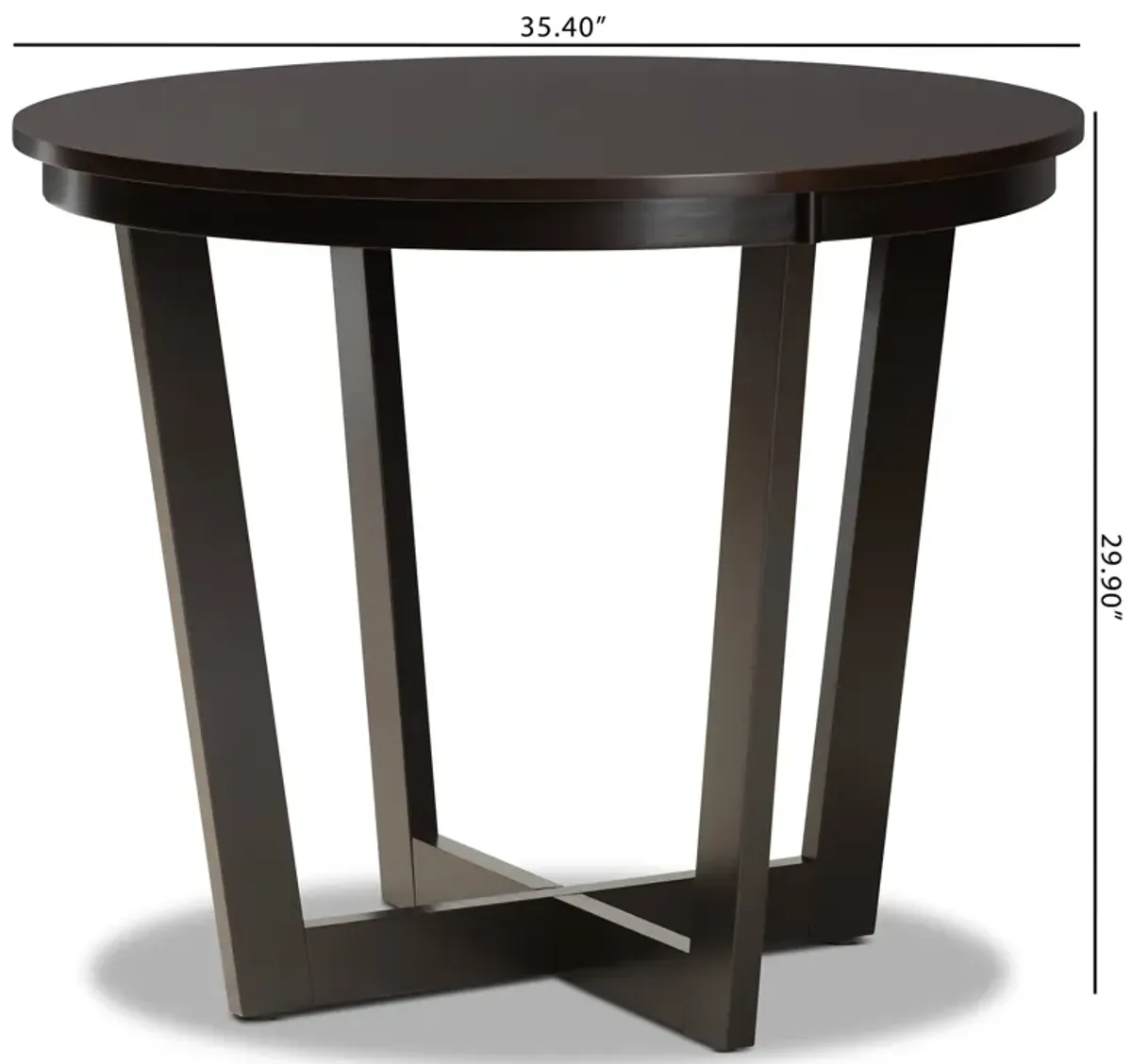 Baxton Studio Alayna Modern Dark Brown Finished 35 Inch Wide Round Wood Dining Table