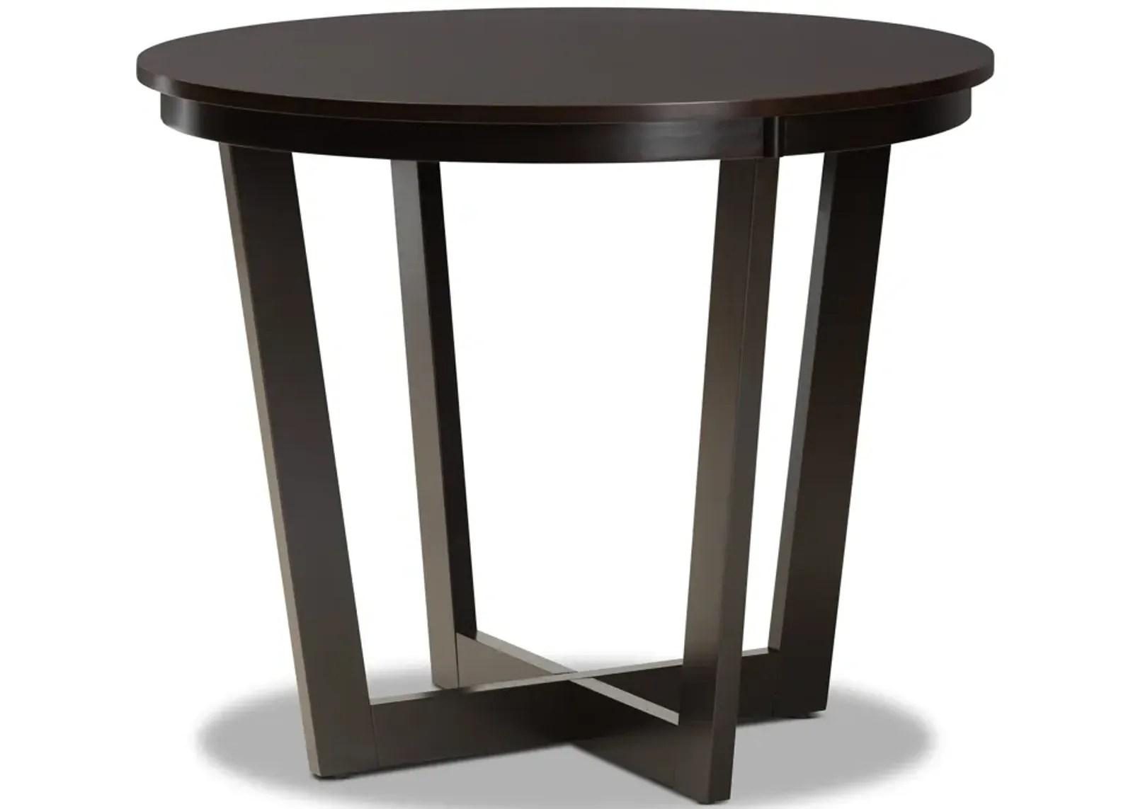 Baxton Studio Alayna Modern Dark Brown Finished 35 Inch Wide Round Wood Dining Table