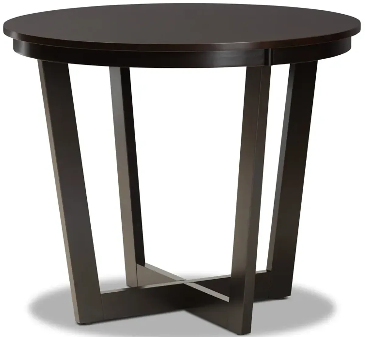 Baxton Studio Alayna Modern Dark Brown Finished 35 Inch Wide Round Wood Dining Table