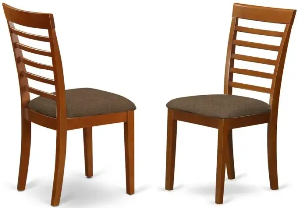 East West Furniture MLC-SBR-C Milan dining chair with Cushion Seat - Saddle Brown Finish