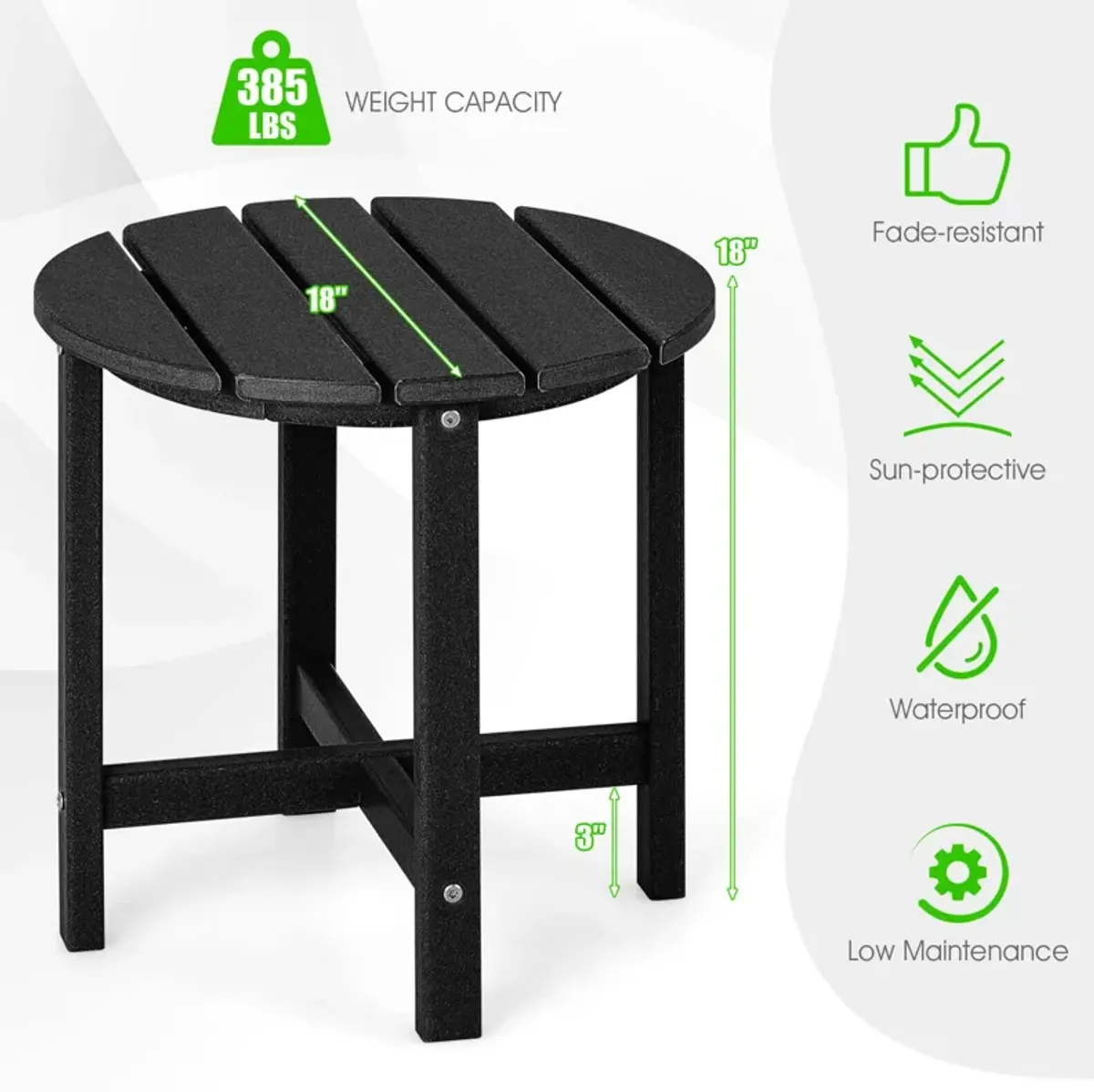 18 Inch Round Weather-Resistant Adirondack Side Table