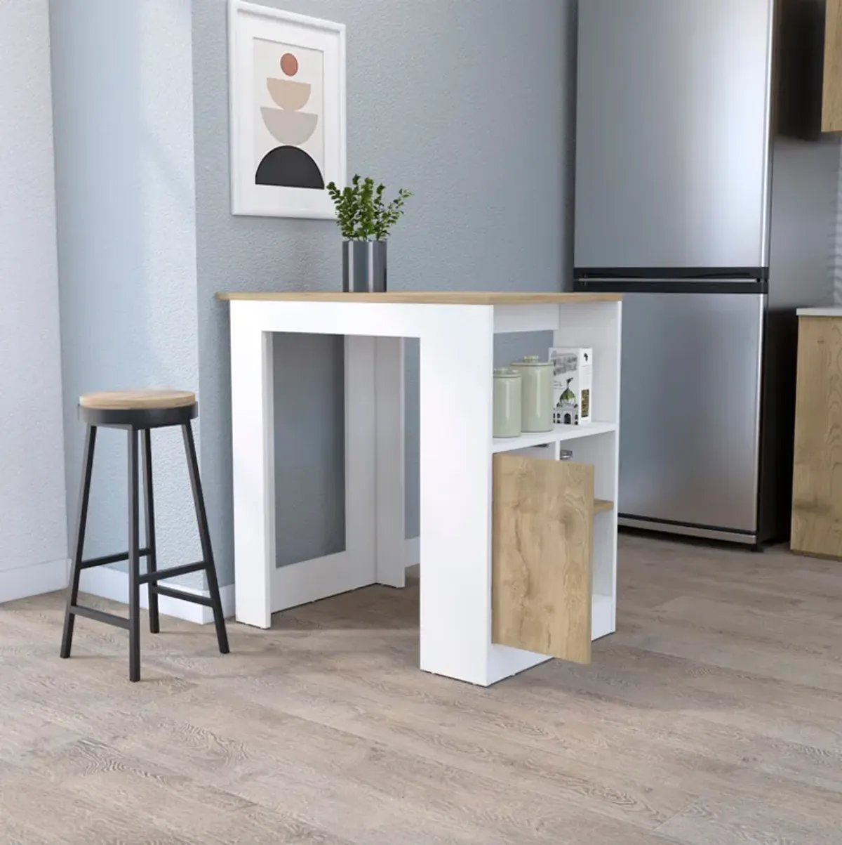 Streamdale Aurora Kitchen Island with Open Compartment and Cabinet