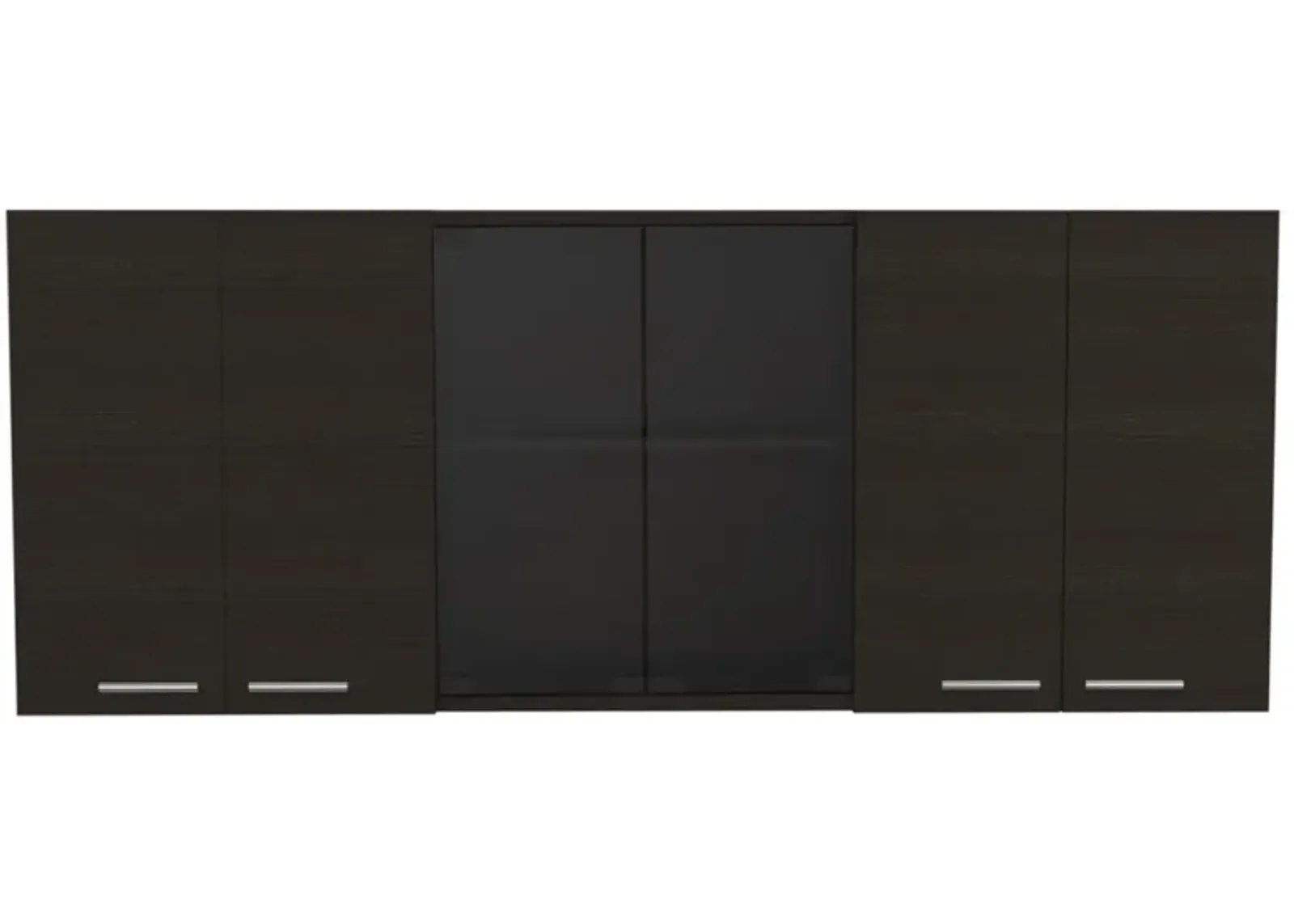 Superior 150 Wall Cabinet With Glass, Four Interior Shelves, Two Double Door - Black