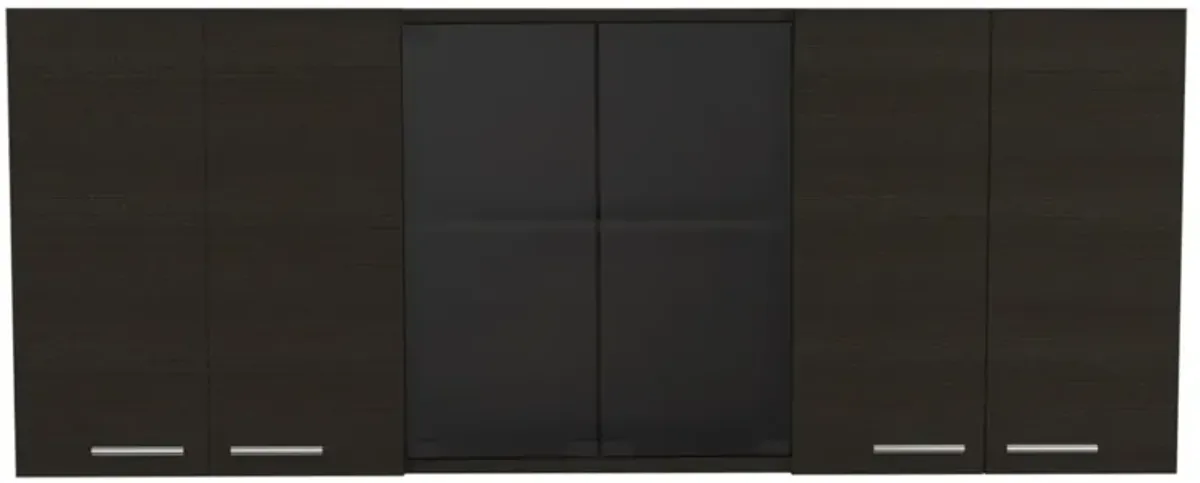 Superior 150 Wall Cabinet With Glass, Four Interior Shelves, Two Double Door - Black