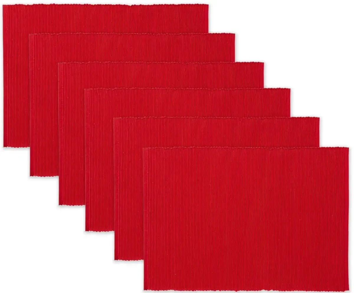 Set of 6 Tango Red Ribbed Placemats 19” x 13"