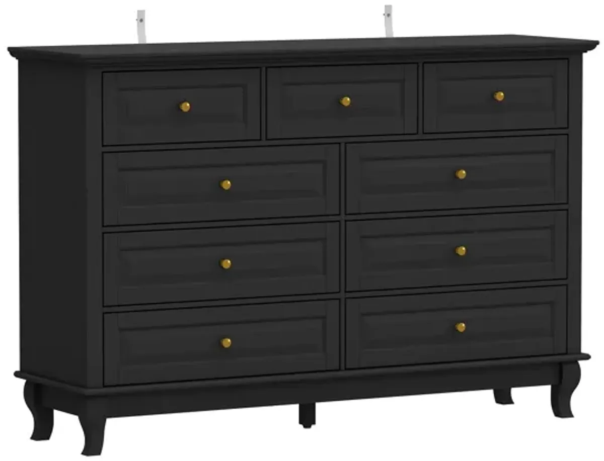 Modern 9-Drawer Dresser: Stylish Storage Solution in White or Black