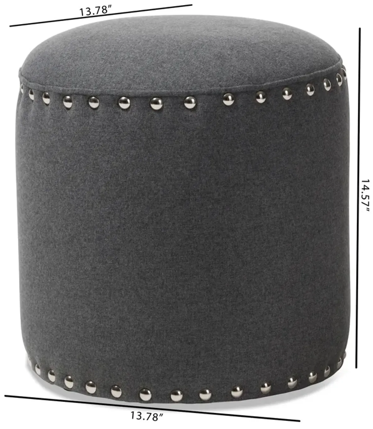 Baxton Studio Rosine Modern and Contemporary Light Grey Fabric Upholstered Nail Trim Ottoman