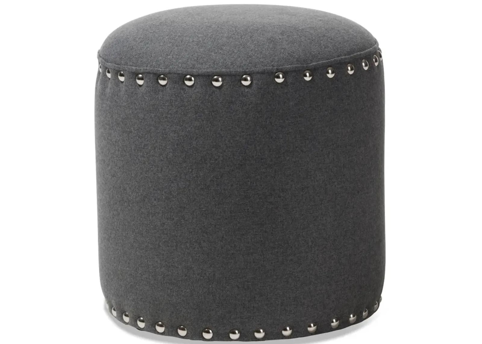 Baxton Studio Rosine Modern and Contemporary Light Grey Fabric Upholstered Nail Trim Ottoman