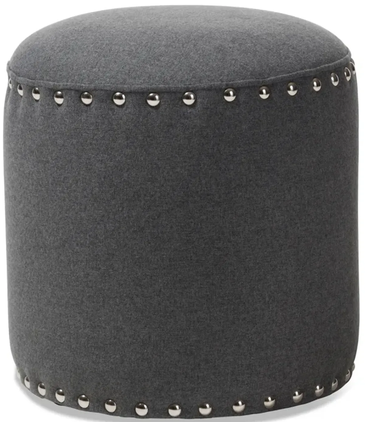 Baxton Studio Rosine Modern and Contemporary Light Grey Fabric Upholstered Nail Trim Ottoman