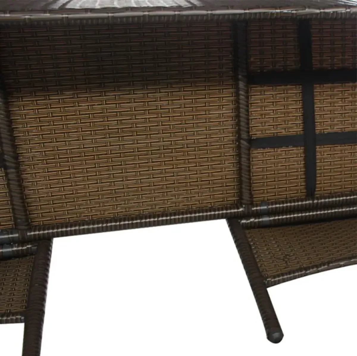 vidaXL 2-Seater Garden Sofa with Tea Table Poly Rattan Brown