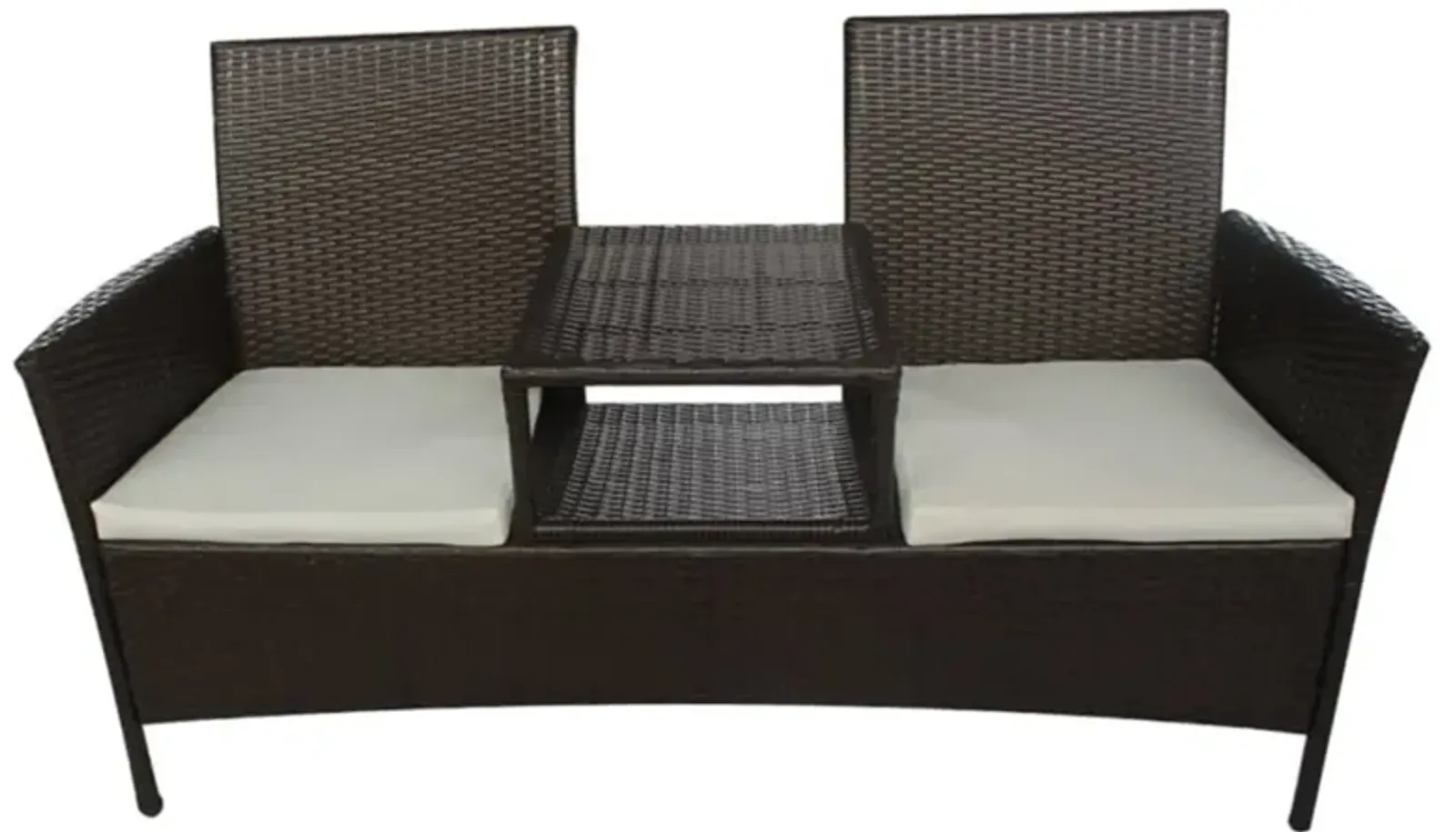 vidaXL 2-Seater Garden Sofa with Tea Table Poly Rattan Brown