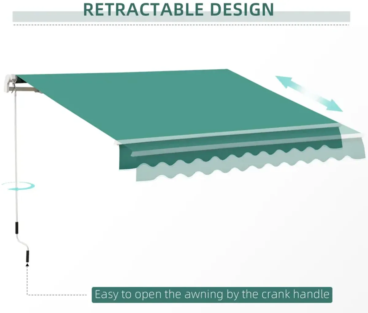 Verdant Yard Cover: 10'x8' Green Crank-Operated Retractable Awning