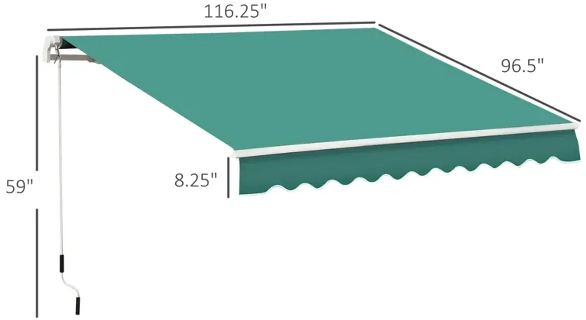 Verdant Yard Cover: 10'x8' Green Crank-Operated Retractable Awning