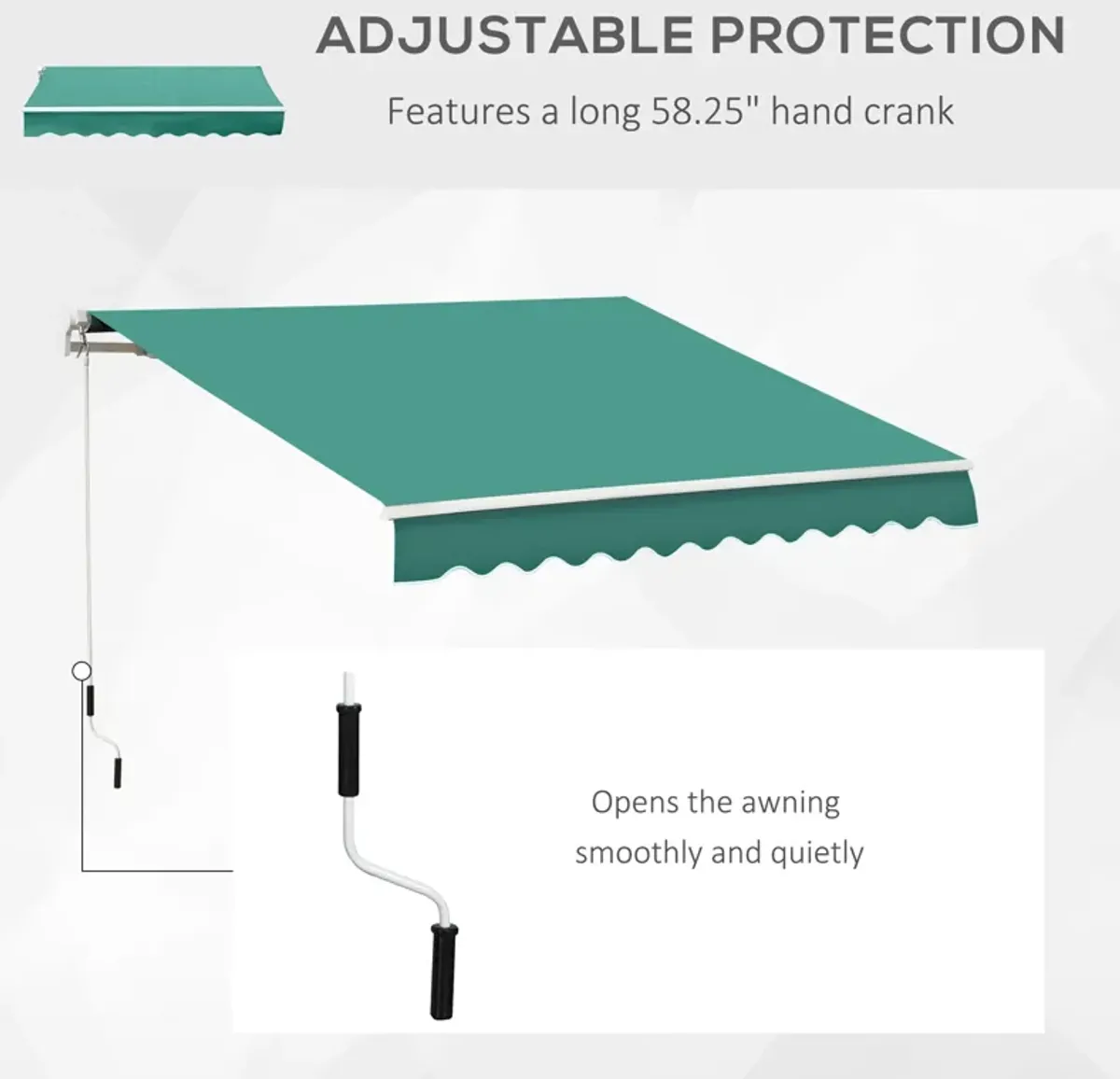 Verdant Yard Cover: 10'x8' Green Crank-Operated Retractable Awning