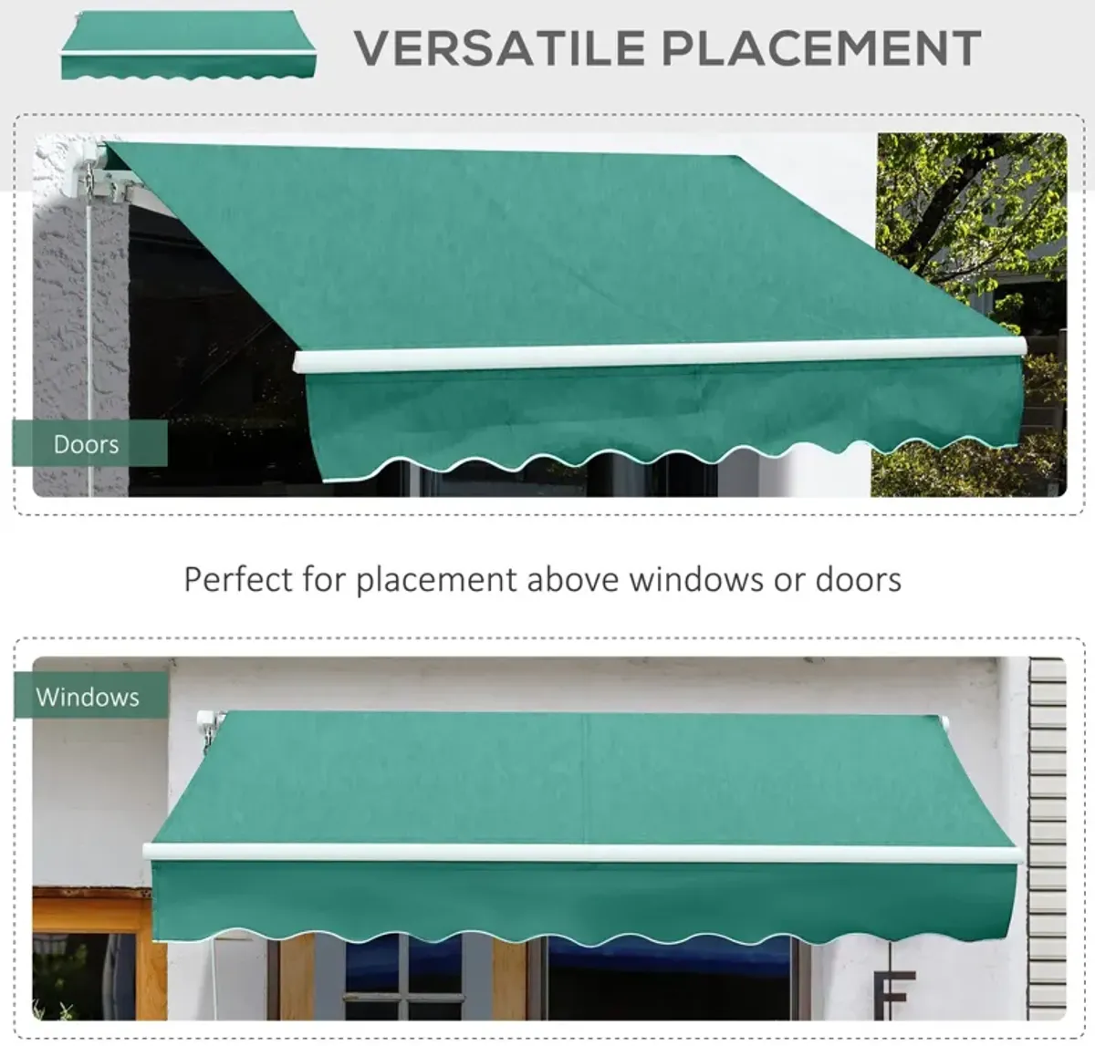 Verdant Yard Cover: 10'x8' Green Crank-Operated Retractable Awning