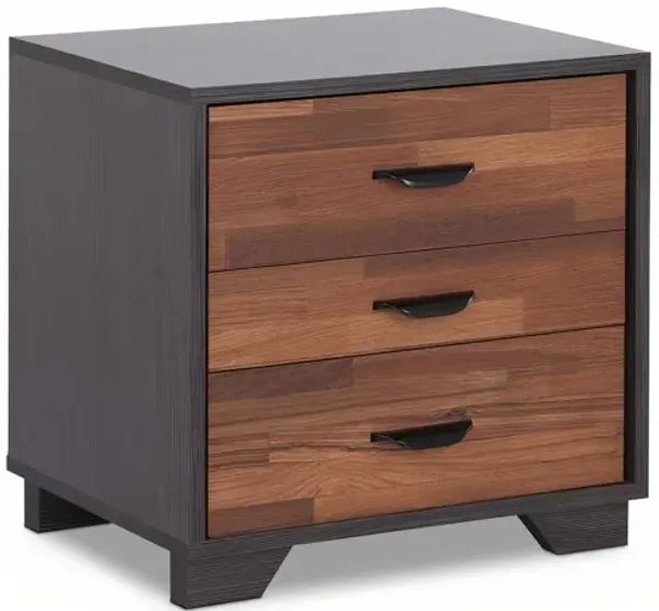 Solid Wood 3-Drawer Nightstand – Rustic Bedside Table with Storage