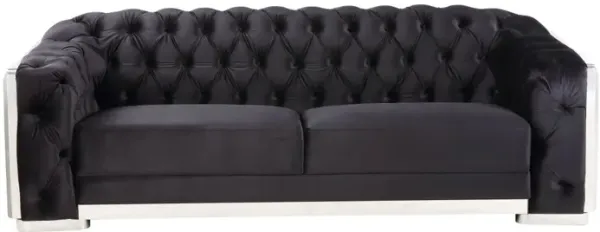 Pyroden Sofa in Black Velvet & Chrome Finish LV