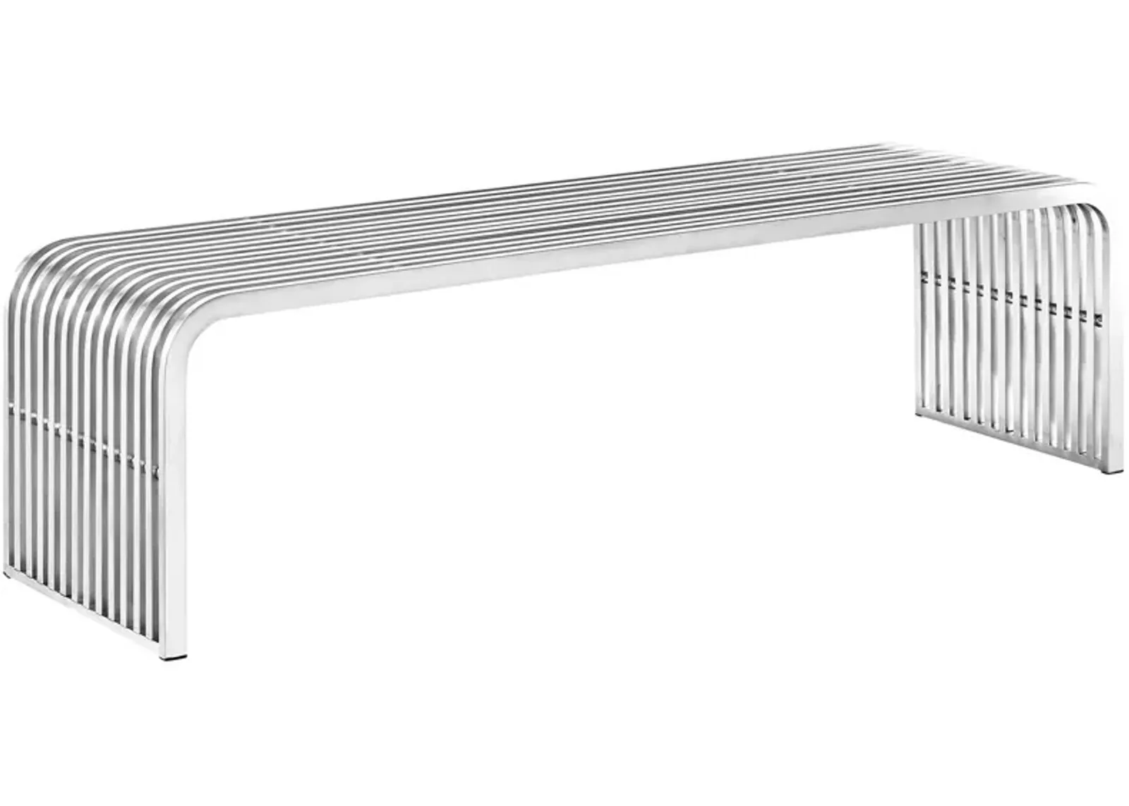 Silver Pipe Stainless Steel Bench-Benzara