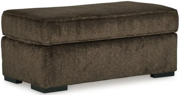 Ayle Ottoman with Low Profile Legs, Chocolate Brown Polyester 44 Inch