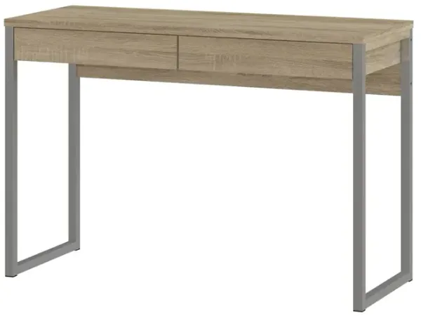 FurniFact Brown 2 Drawer Small Desk - Stylish Study and Writing Desk for Home Use