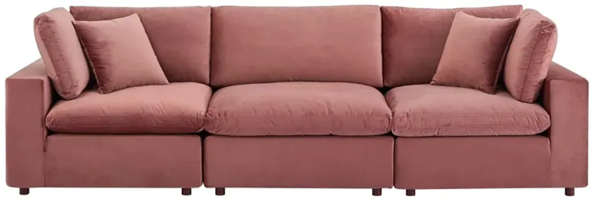 Commix Down Filled Overstuffed Performance Velvet 3-Seater Sofa