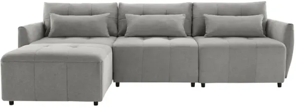 Convertible Sectional Sofa with Ottoman and USB, Grey