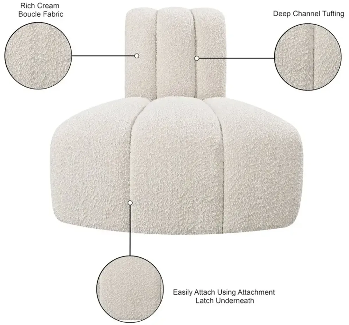 Meridian Furniture Arc Black Boucle Fabric Reverse Corner