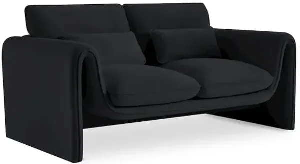 Meridian Furniture Sloan Black Velvet Fabric Loveseat