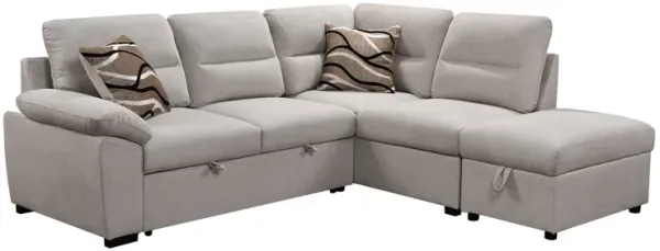 MONDAWE Sectional Sofa with Ultra Soft Back Cushion,Sleeper Sectional Sofa with Pull Out Couch Bed and Storage Ottoman,Beige