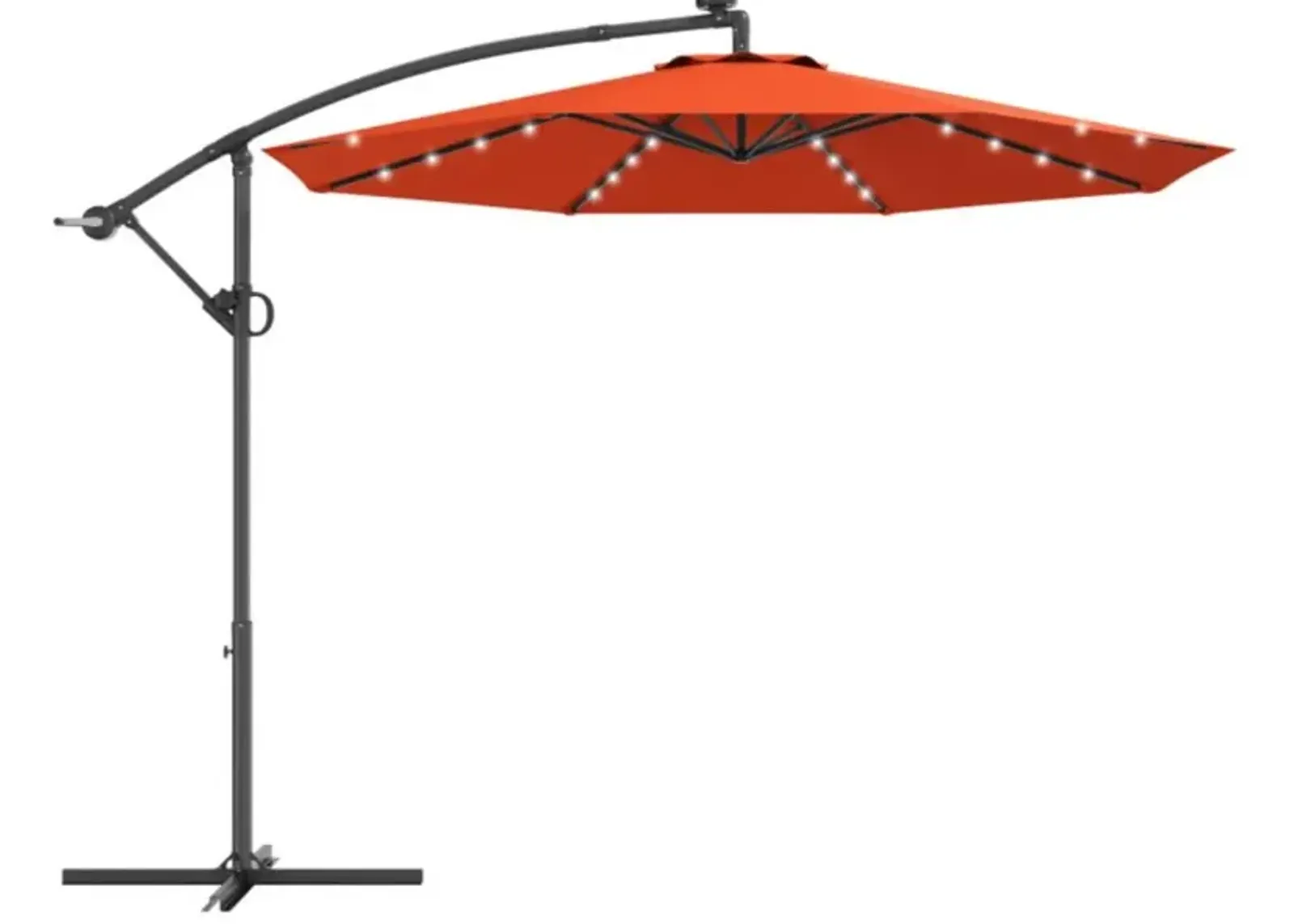 Hivvago 10 Feet 360° Rotation Solar Powered LED Patio Offset Umbrella without Weight Base