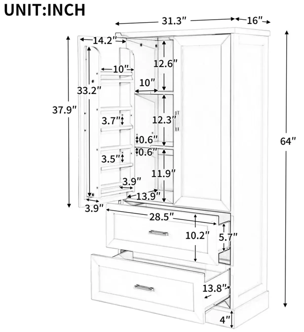 Merax Modern Tall Bathroom Storage Cabinet