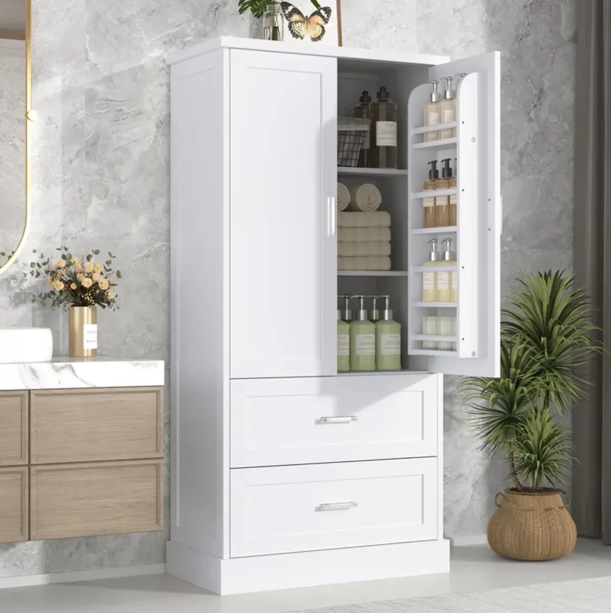 Merax Modern Tall Bathroom Storage Cabinet