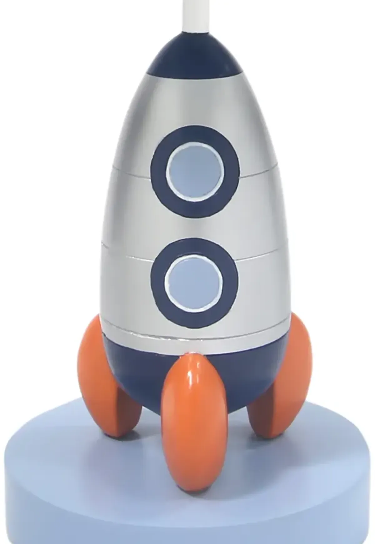 Lambs & Ivy Milky Way Blue/Silver Rocket Ship Nursery Lamp with Shade & Bulb