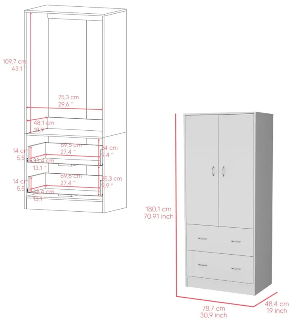 Armoire Edie, Bedroom, White