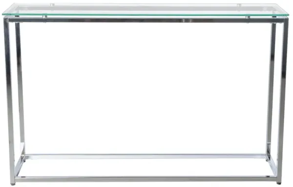 Hivvago Geo XL Rectangle Clear Glass and Chrome Console Table