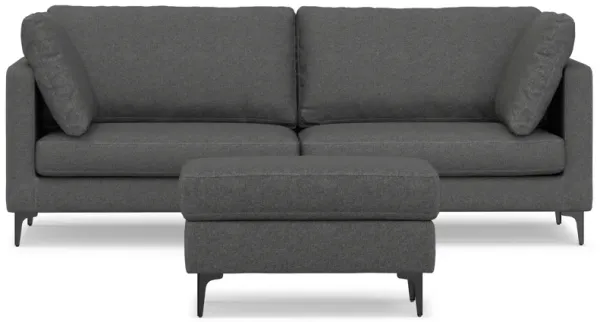 Ava 90-inch Sofa and Ottoman Set in Tightly Woven Performance Fabric