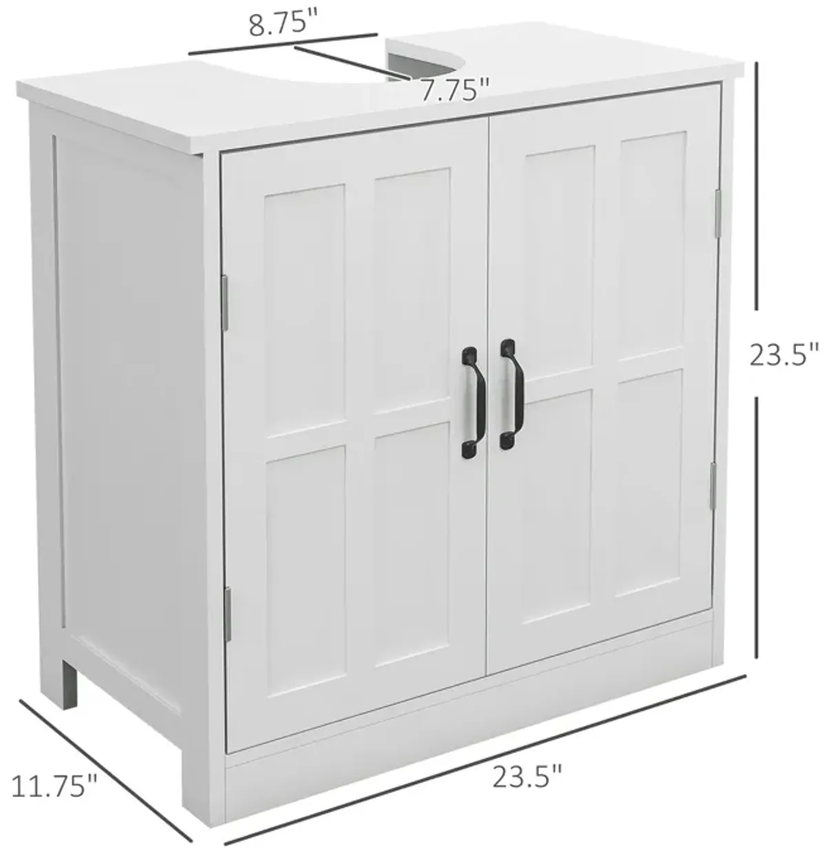 White Bathroom Storage: Pedestal Sink Cabinet with Adjustable Shelf