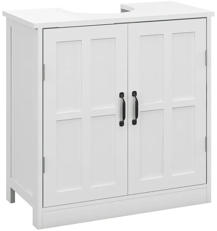 White Bathroom Storage: Pedestal Sink Cabinet with Adjustable Shelf