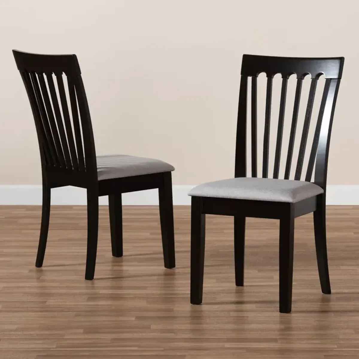 Espresso Brown Finished Wood 2-Piece Dining Chair Set