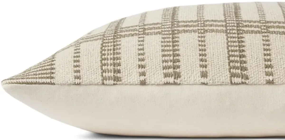 Marion PMH0037 Sage/Beige 22''x22'' Polyester Pillow by Magnolia Home by Joanna Gaines x Loloi