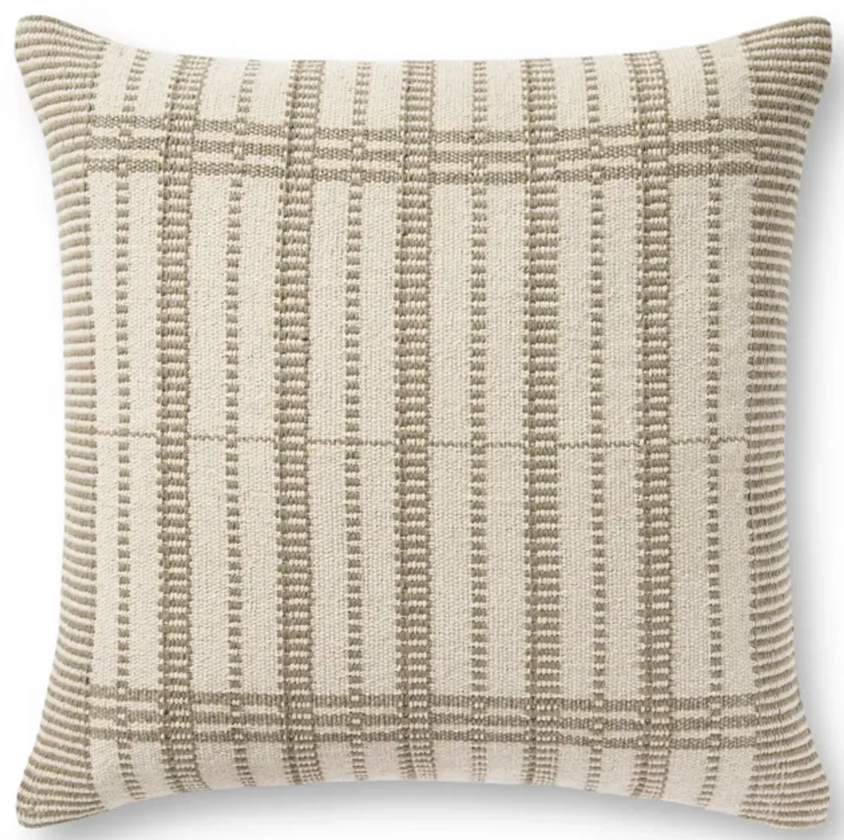 Marion PMH0037 Sage/Beige 22''x22'' Polyester Pillow by Magnolia Home by Joanna Gaines x Loloi