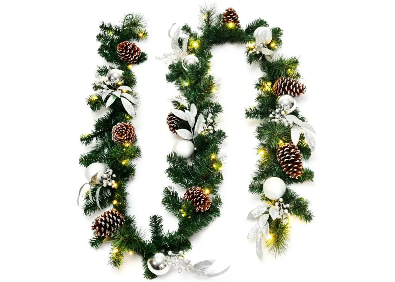 9 Feet Pre-Lit Artificial Christmas Garland with LED Lights