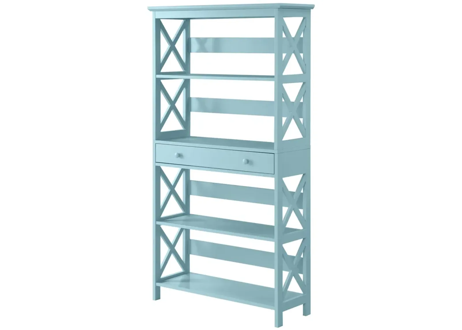 Convenience Concepts Oxford 5 Tier Bookcase with Drawer, Sea Foam