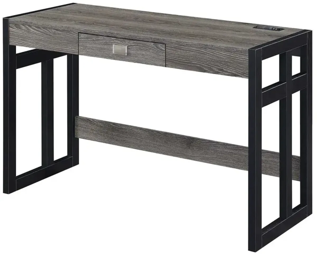 Convenience Concepts Monterey 47 Inch Desk With Charging Station, Weathered Gray/Black