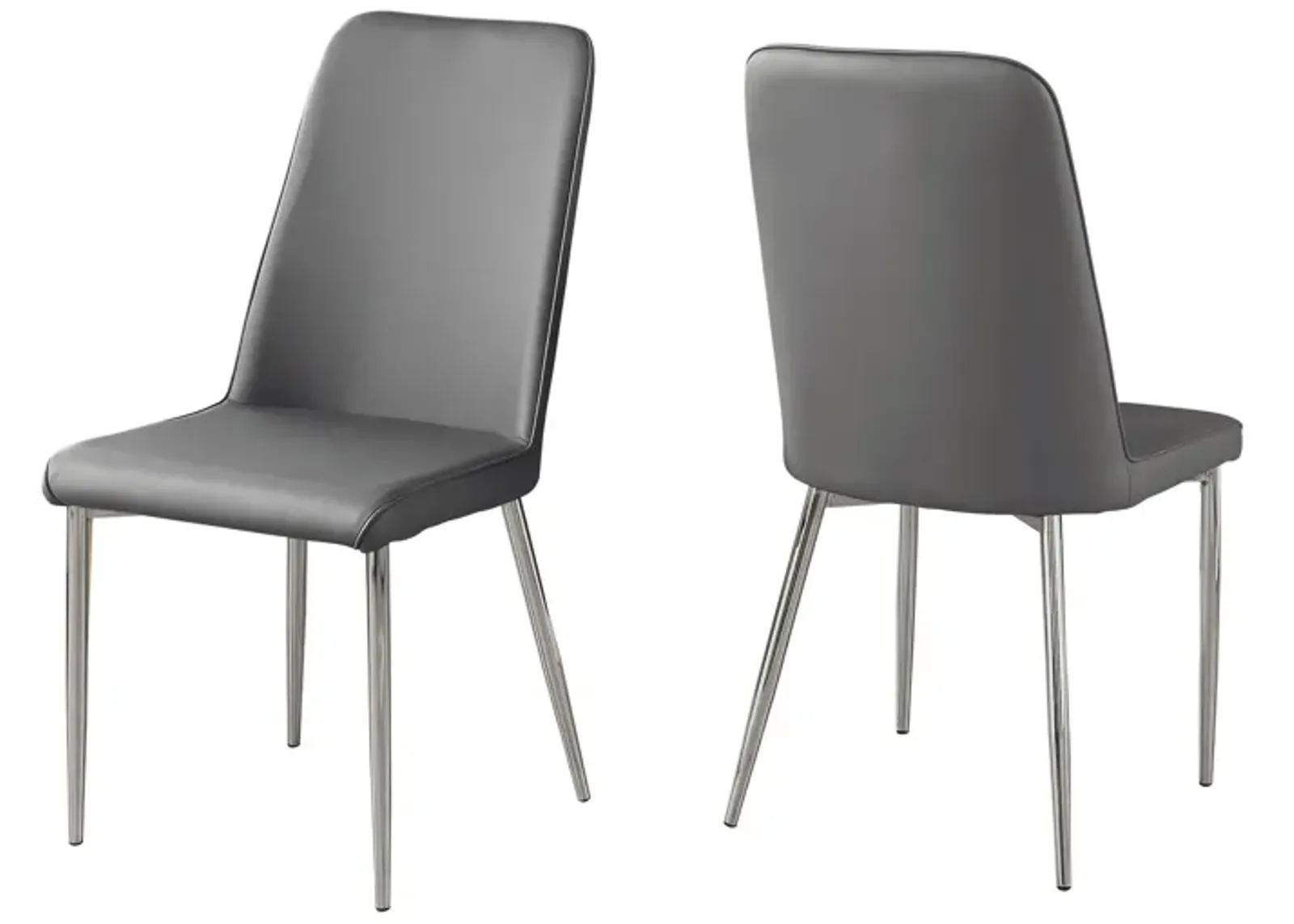 Monarch Specialties I 1035 Dining Chair, Set Of 2, Side, Upholstered, Kitchen, Dining Room, Pu Leather Look, Metal, Grey, Chrome, Contemporary, Modern