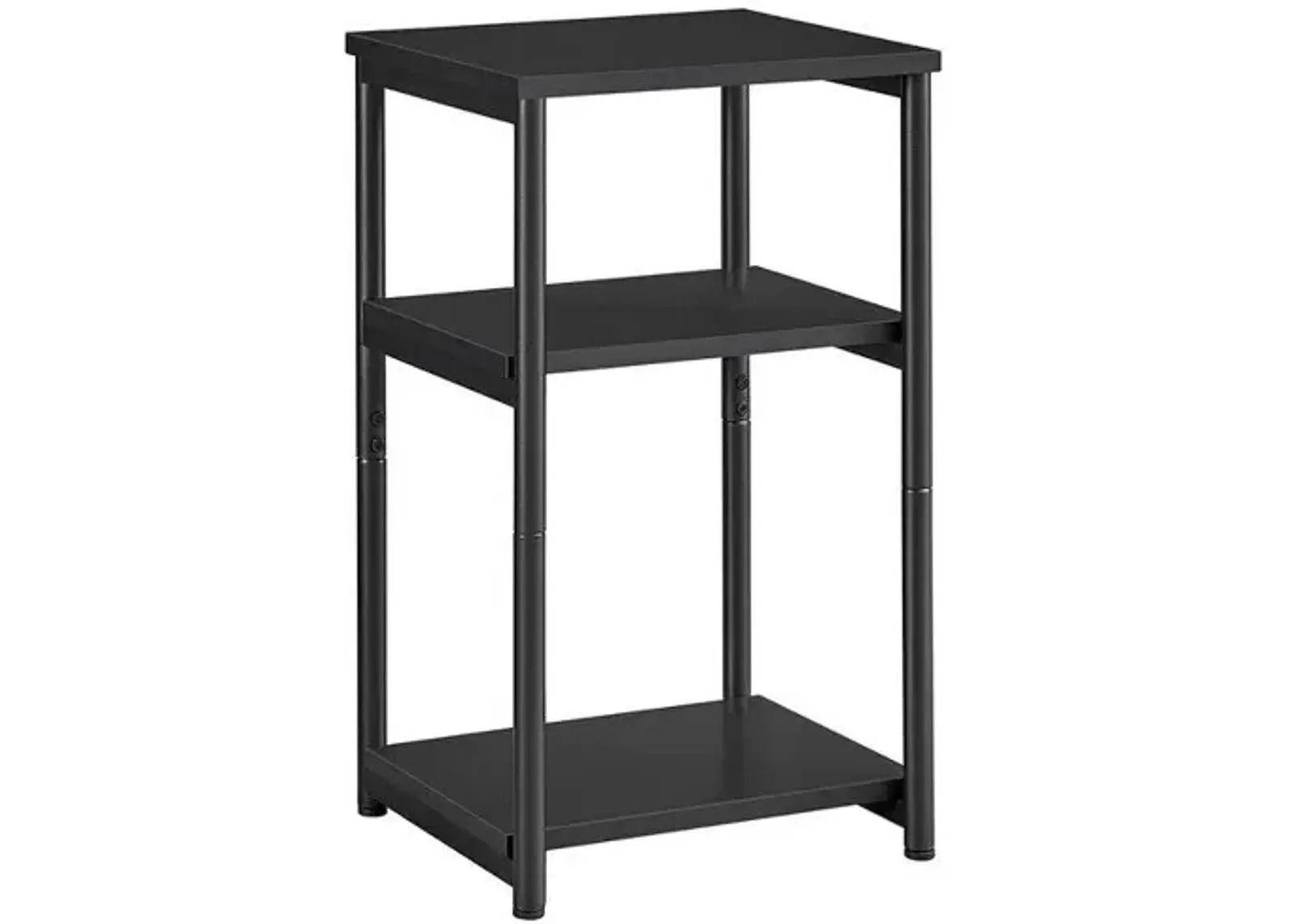 Tall Slim Side Table with Storage Shelves and Steel Frame for Living Room or Bedroom`