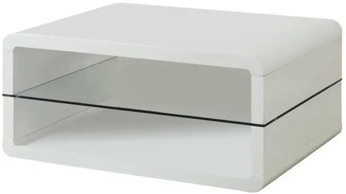 Elana Rectangle 2-shelf Coffee Table Glossy White