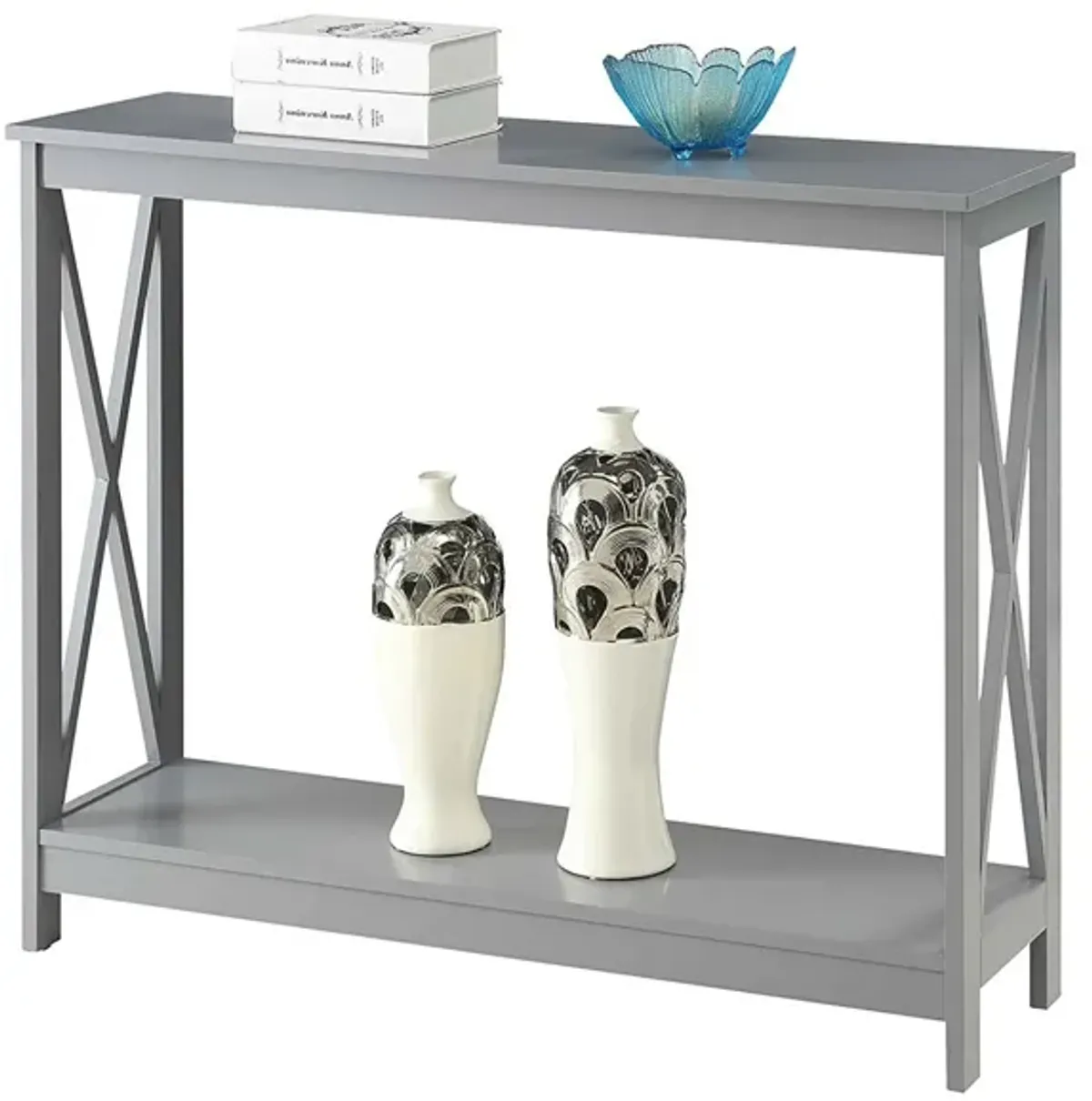 Hivvago Wood Console Sofa Table with Bottom Storage Shelf