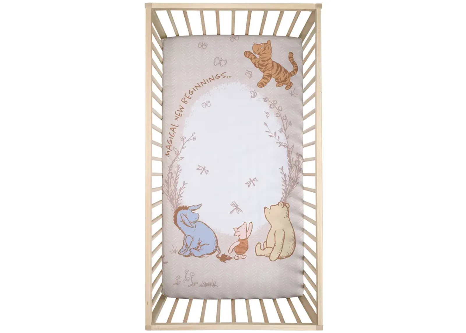 Lambs & Ivy Disney Baby Pooh Bear & Pals Photo Op Cotton Baby Fitted Crib Sheet