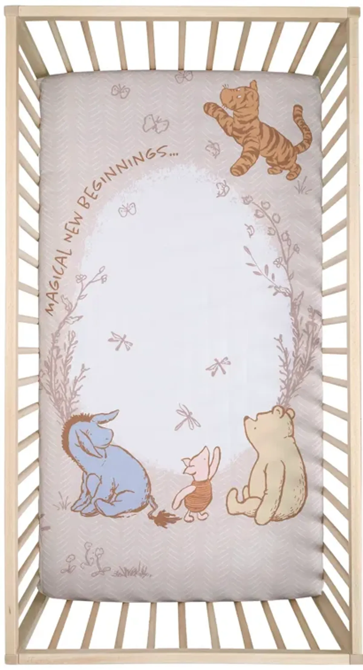 Lambs & Ivy Disney Baby Pooh Bear & Pals Photo Op Cotton Baby Fitted Crib Sheet